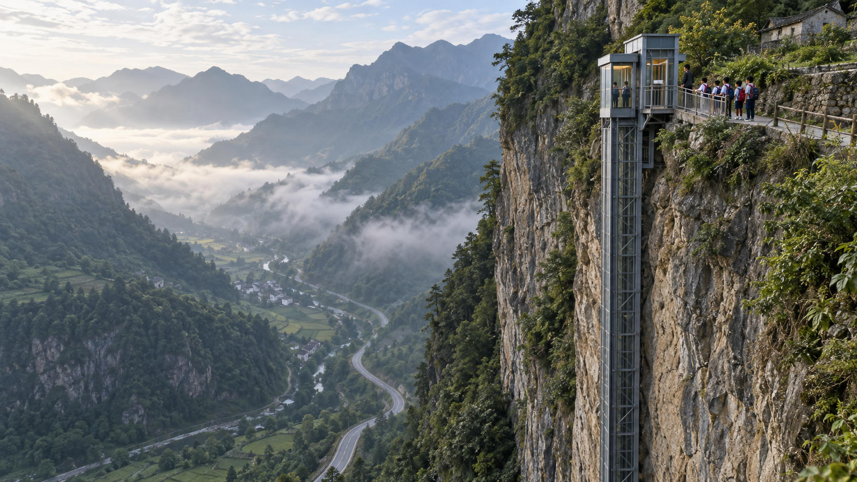 Lift Tebing 288 Meter untuk Akses Sekolah Anak