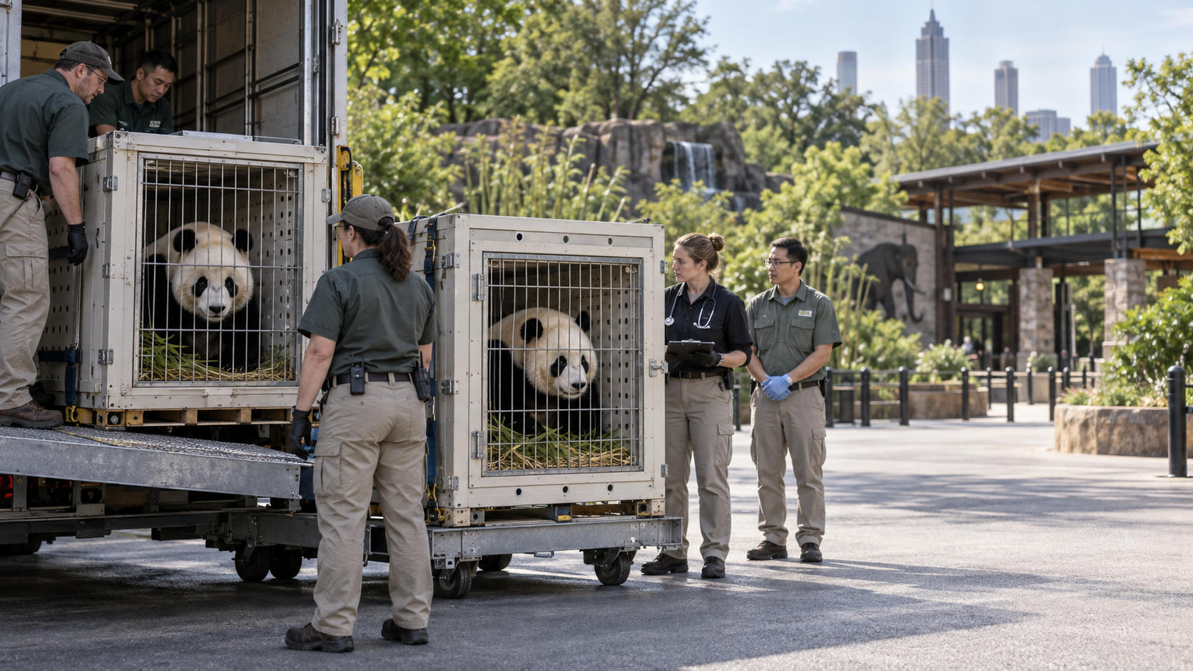Panda Ping Ping dan Fu Shuang Tiba di Zoo Atlanta