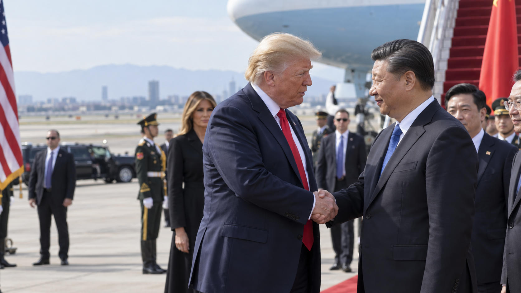 Trump Sambut Langsung Xi Jinping di Bandara
