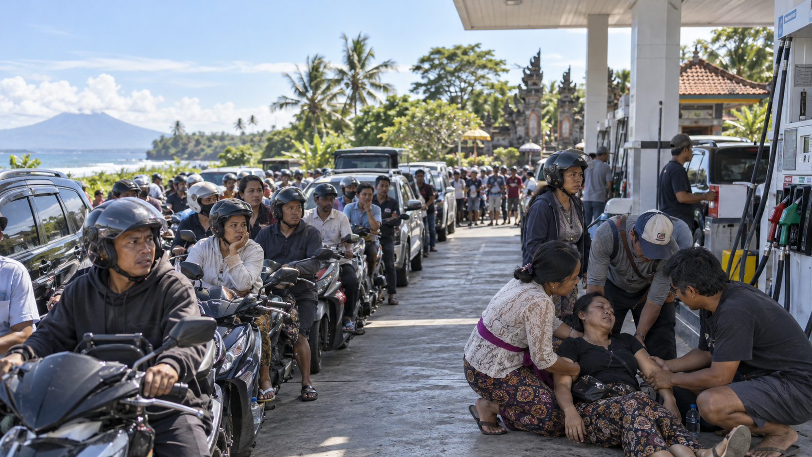BBM Langka di Bali, Warga Mengantre hingga Pingsan