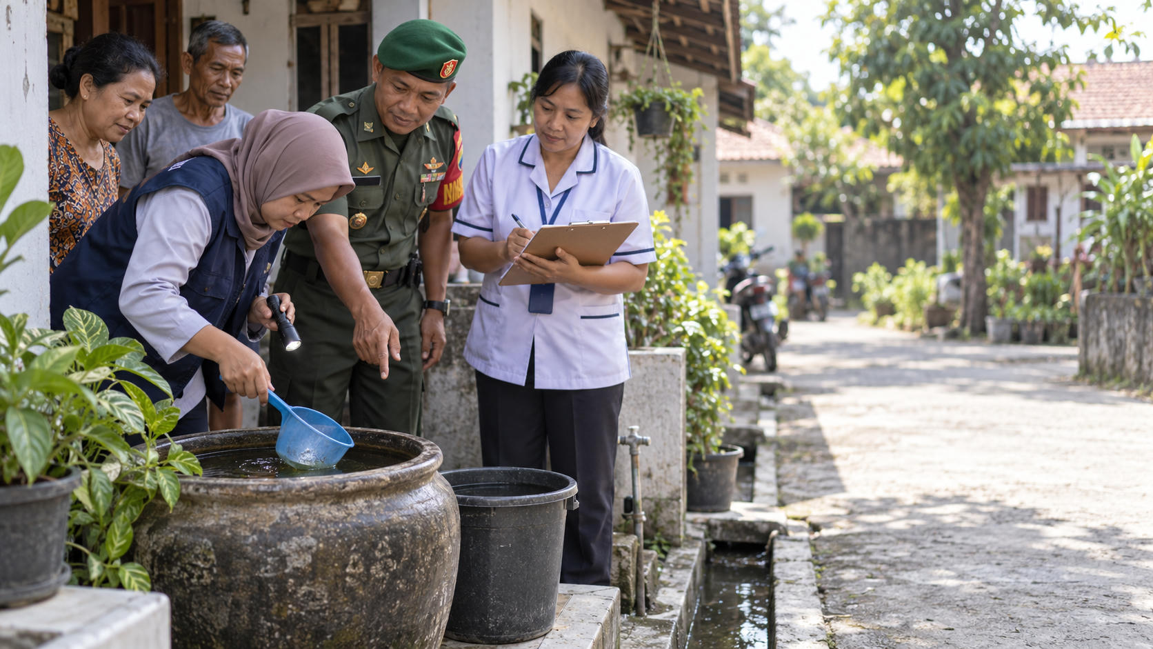 Cegah DBD, Babinsa Banjarsari Gencarkan Cek Jentik
