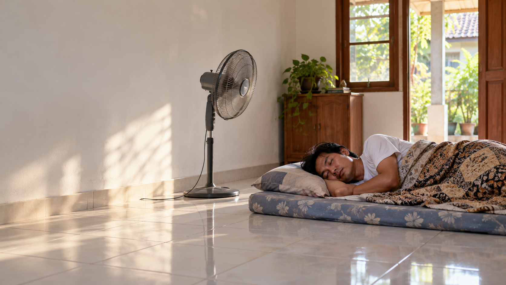 Hoaks: Tidur di Lantai dengan Kipas Sebabkan Paru-Paru Basah