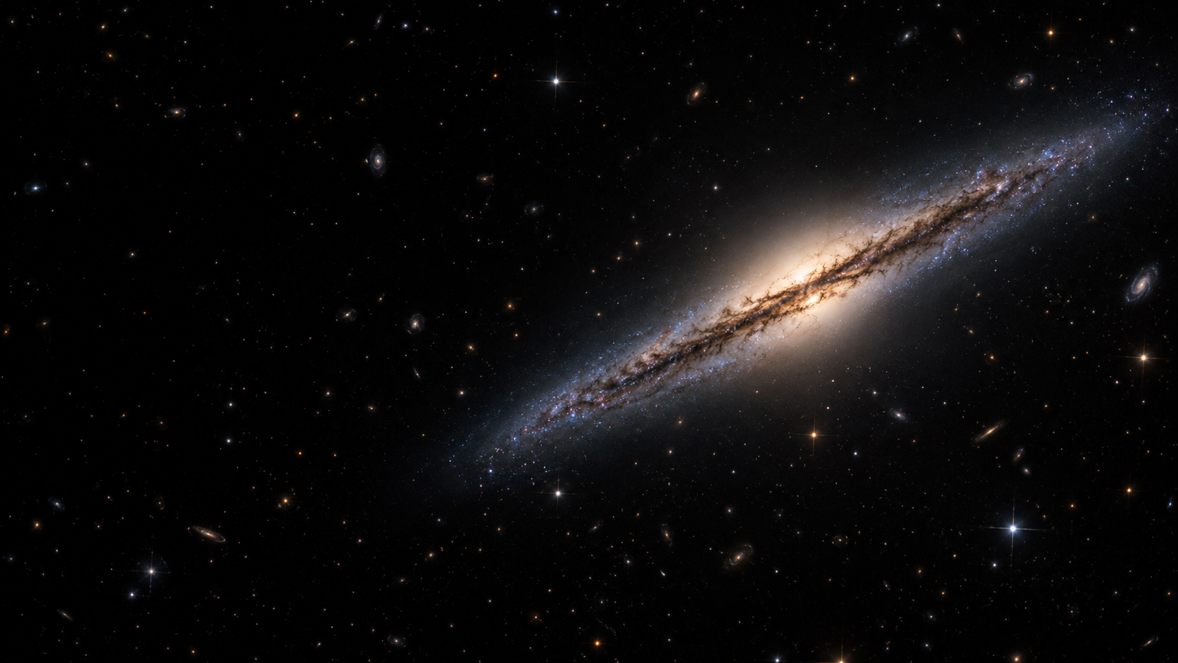Hubble Menampilkan NGC 1827 dari Sisi Tepi