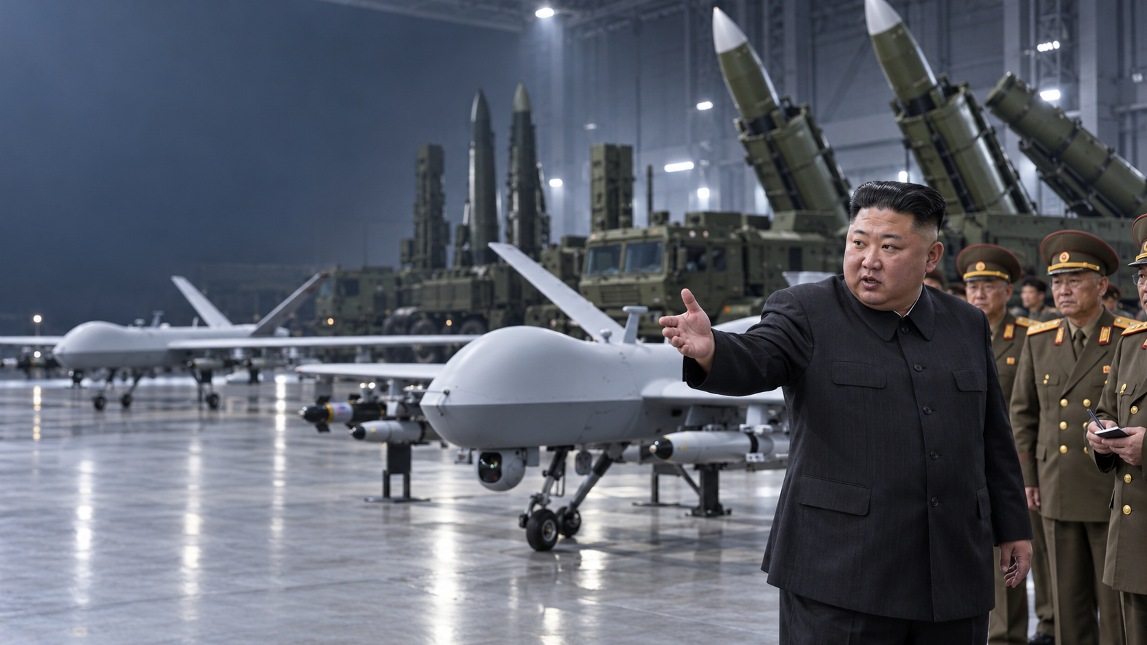 Kim Jong Un Pamerkan Drone dan Rudal Korea Utara