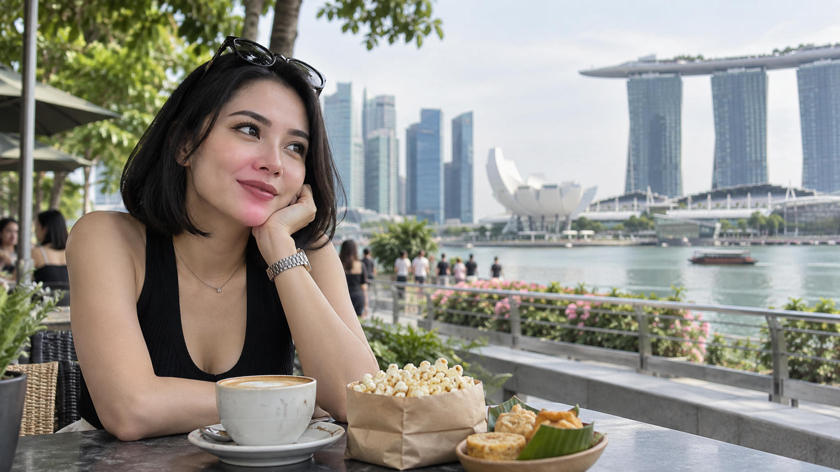 Kulineran di Singapura, Wika Salim Ngopi dan Jajan Popcorn