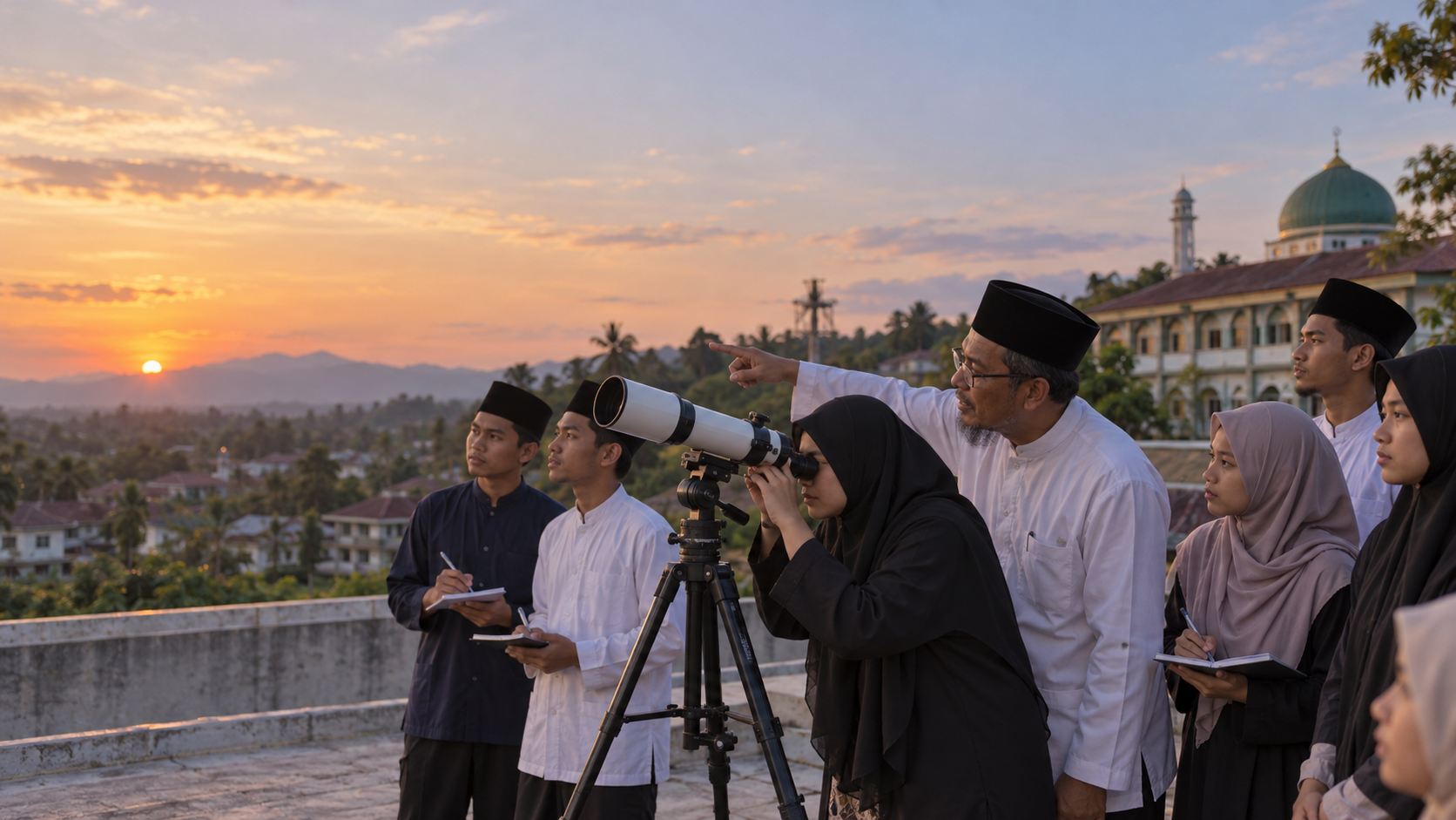 Mahasiswa HKI Umsura Praktik Rukyat Hilal di Ponpes Karangasem