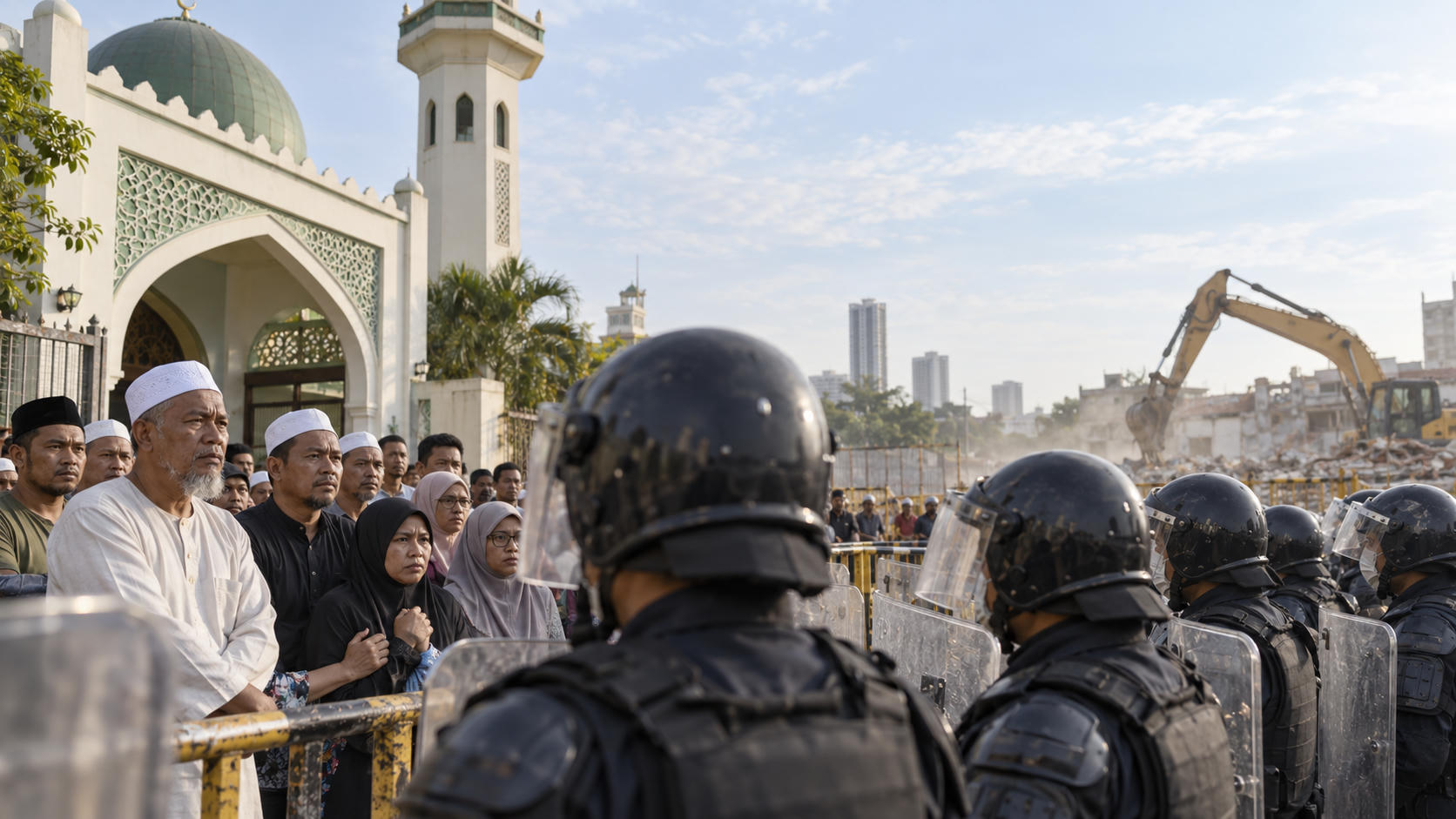 Masjid Mau Dibongkar, Warga Muslim Bentrok dengan Polisi