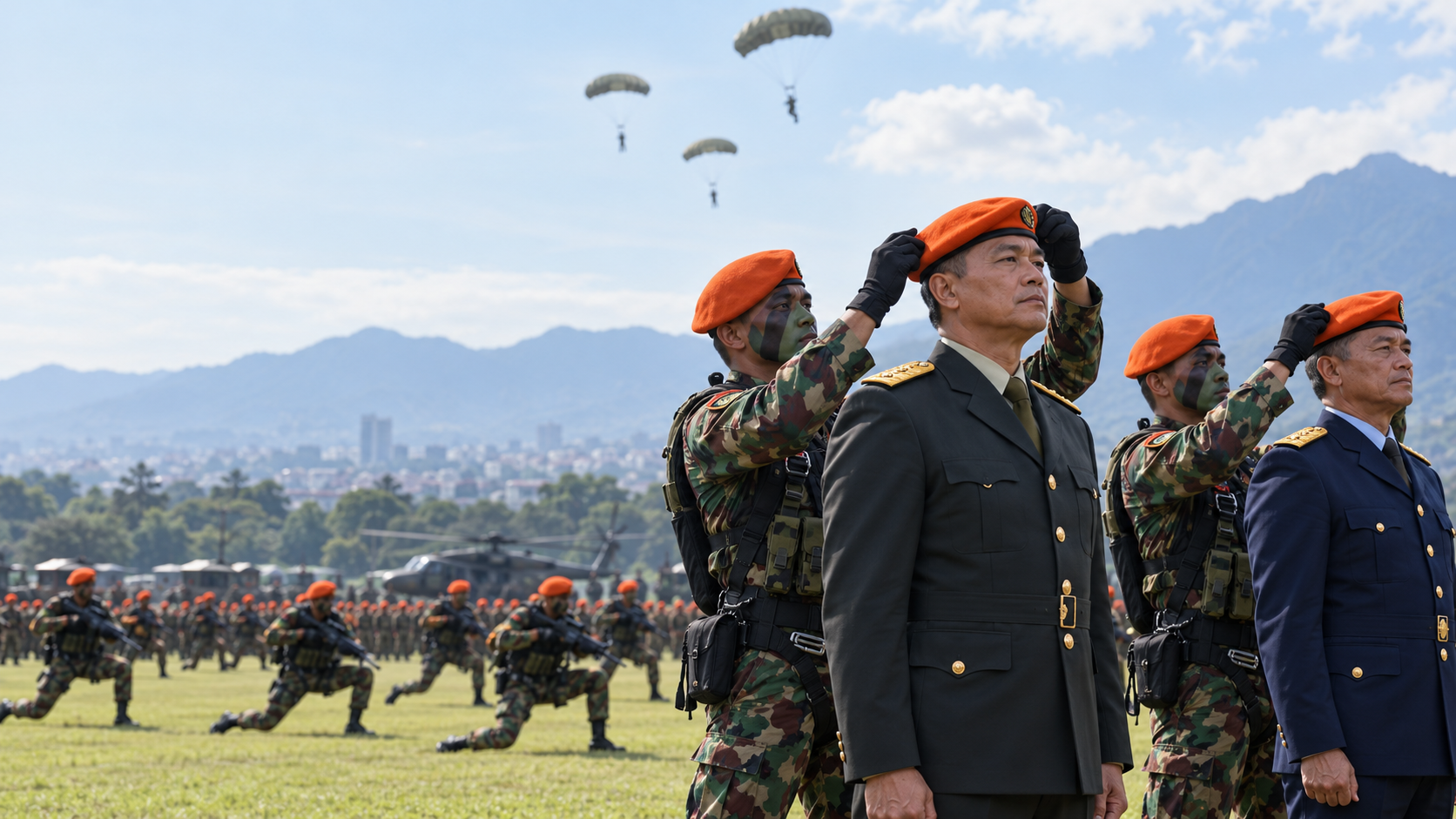 Panglima TNI dan Kapolri Terima Brevet Komando Korpasgat