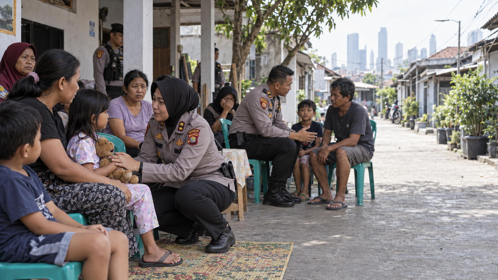 Polisi Beri Trauma Healing Warga Usai Penggerebekan