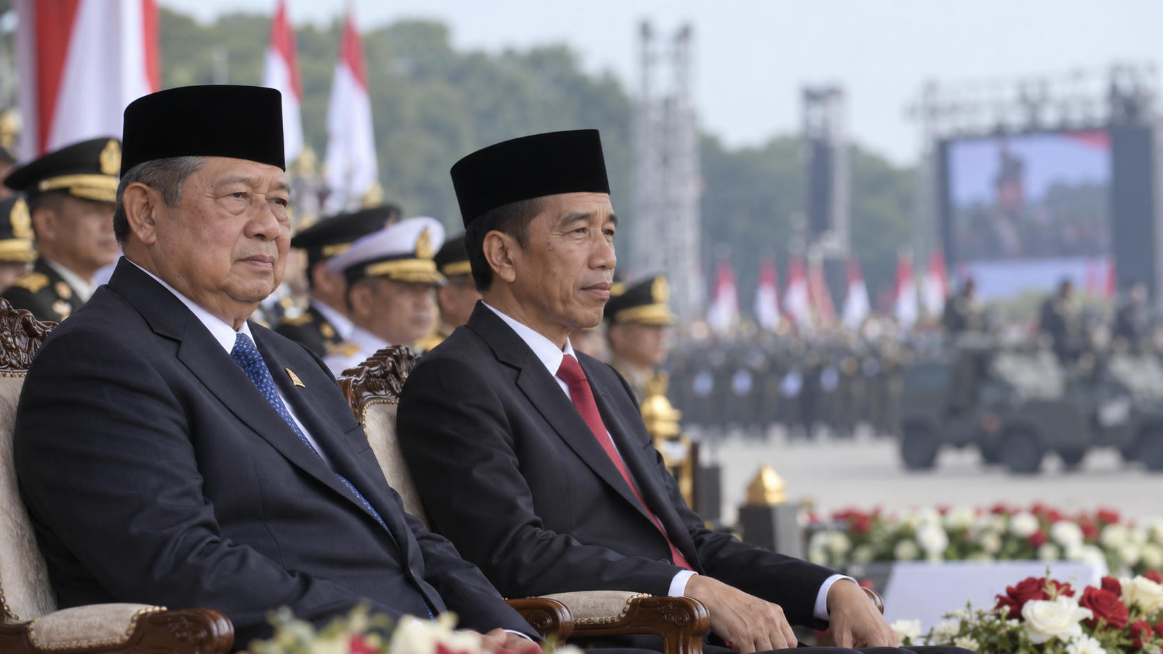SBY dan Jokowi Duduk Berdampingan di HUT ke-81 TNI