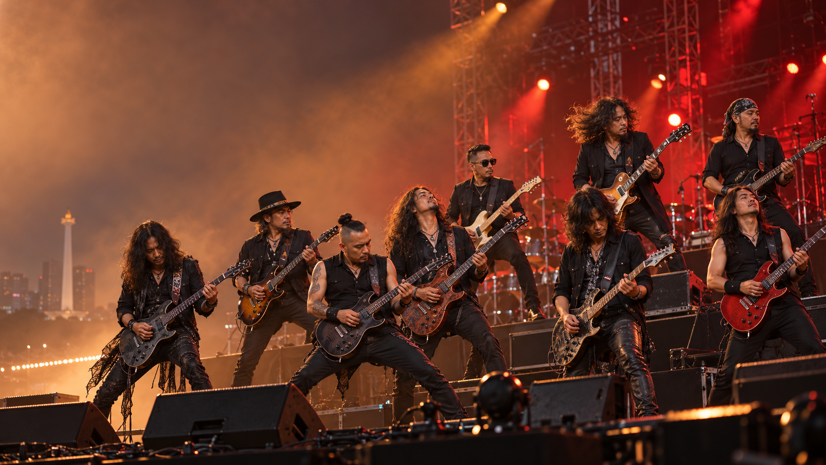 Sembilan Gitaris Indonesia Buka Konser Guns N' Roses