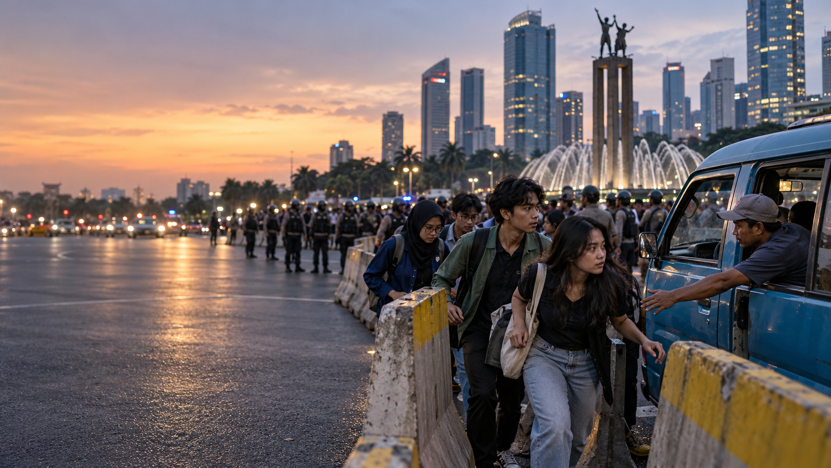 Strategi Mahasiswa UI Menembus Barikade Bundaran HI